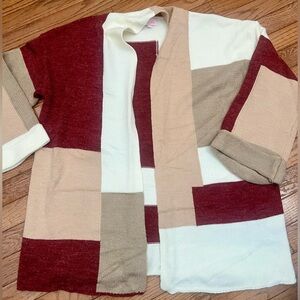 Pink Lily Color Block Cardigan Sweater M